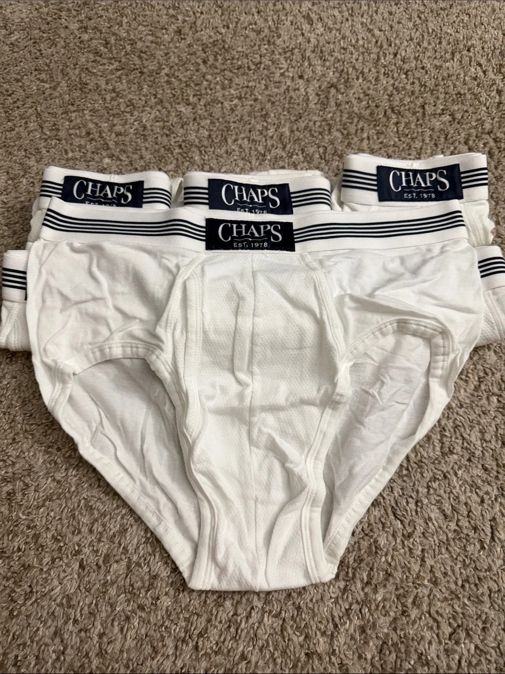 Chaps White Boxer Briefs with Navy Branded Waistband - Pack of 7 -